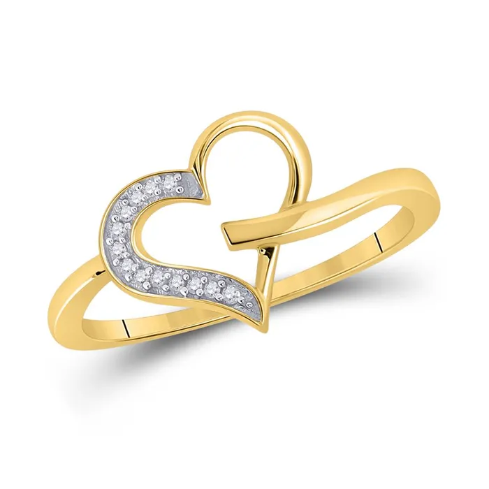 Rings 10k Yellow Gold Round Diamond Heart Ring 120 Cttw gndatlanta
