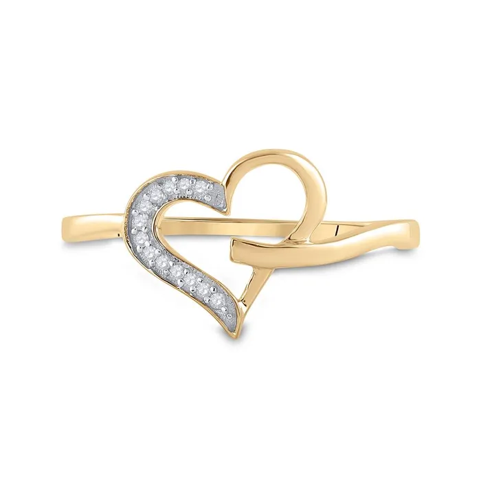 Rings 10k Yellow Gold Round Diamond Heart Ring 120 Cttw gndatlanta