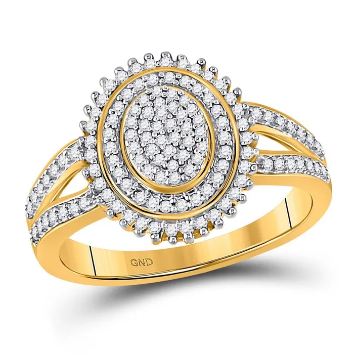 Rings 10k Yellow Gold Round Diamond Oval Cluster Ring 14 Cttw gndatlanta Rings 10k Yellow Gold Round Diamond Oval Cluster Ring 14 Cttw gndatlanta