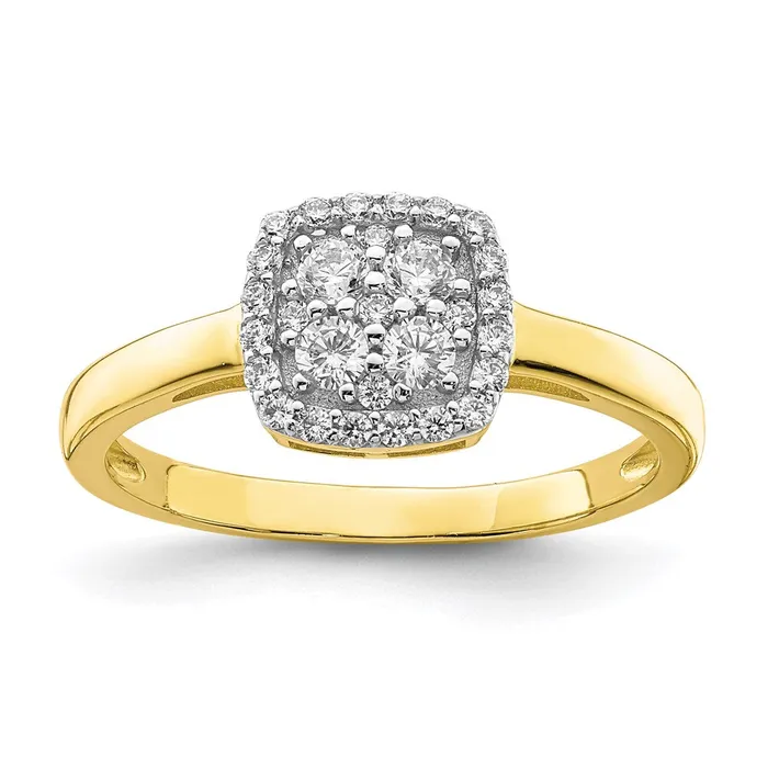 Rings 10K Yellow Gold Square CZ Fancy Ring Goldia