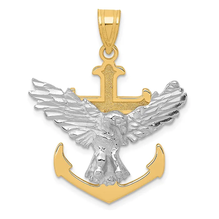 Rings 14k Twotone Gold Mariners Cross wEagle Pendant Goldia