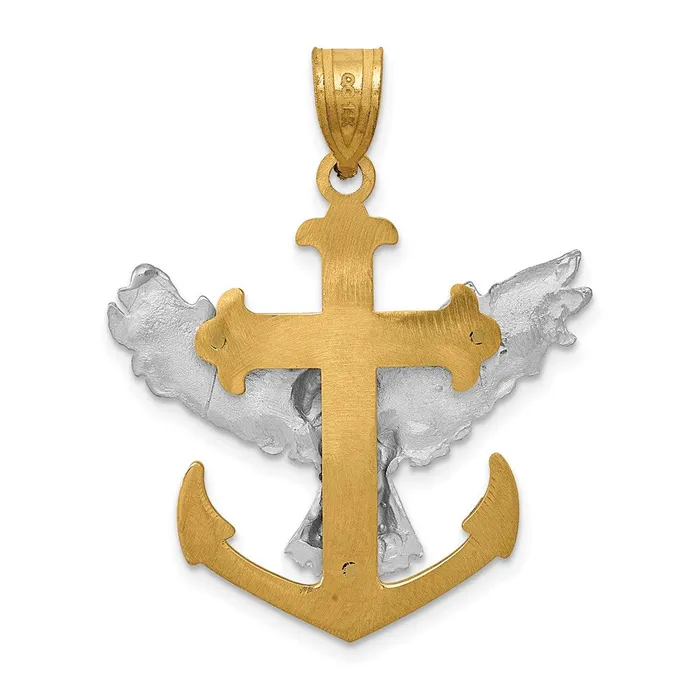 Rings 14k Twotone Gold Mariners Cross wEagle Pendant Goldia