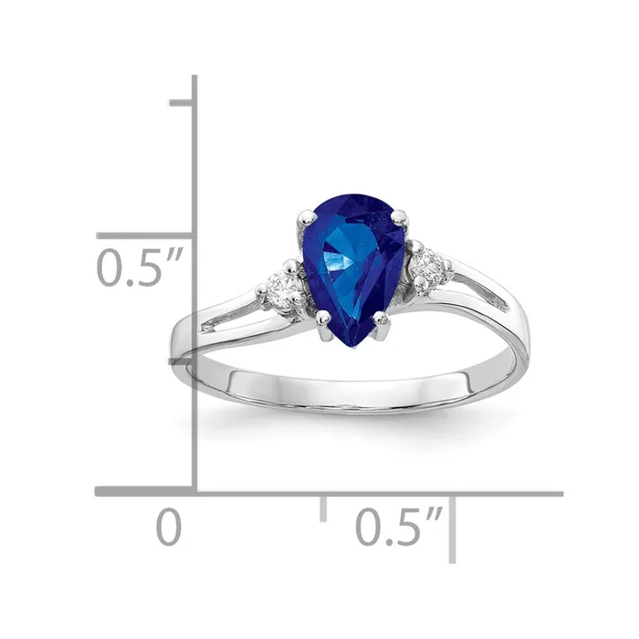 Rings 14k White Gold 7x5mm Pear Sapphire A Real Diamond ring Goldia