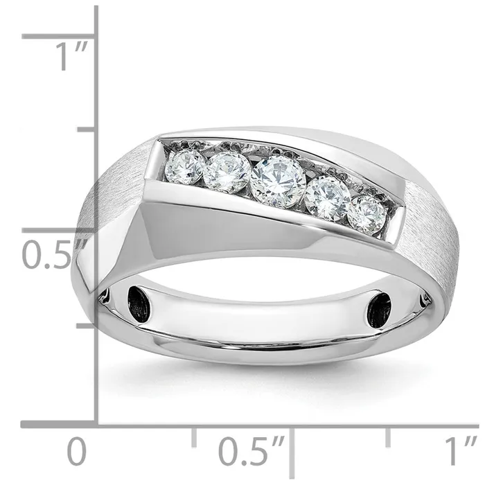 Rings 14k White Gold Mens Polished and Satin 12 carat Diamond Complete Ring Goldia