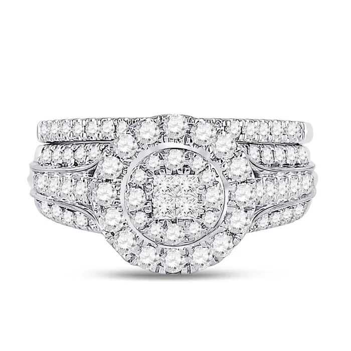 Rings 14k White Gold Princess Diamond Bridal Wedding Ring Set 1 Cttw gndatlanta