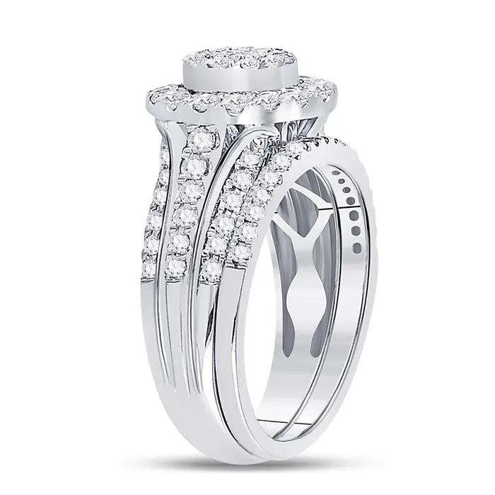 Rings 14k White Gold Princess Diamond Bridal Wedding Ring Set 1 Cttw gndatlanta