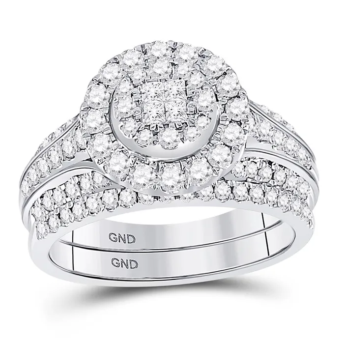 Rings 14k White Gold Princess Diamond Bridal Wedding Ring Set 1 Cttw gndatlanta