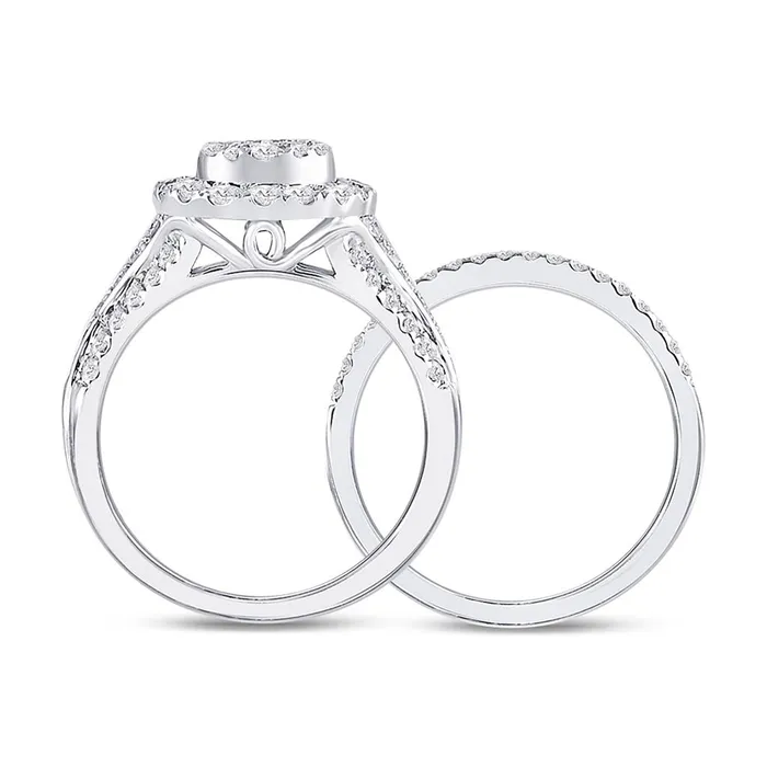 Rings 14k White Gold Princess Diamond Bridal Wedding Ring Set 1 Cttw gndatlanta