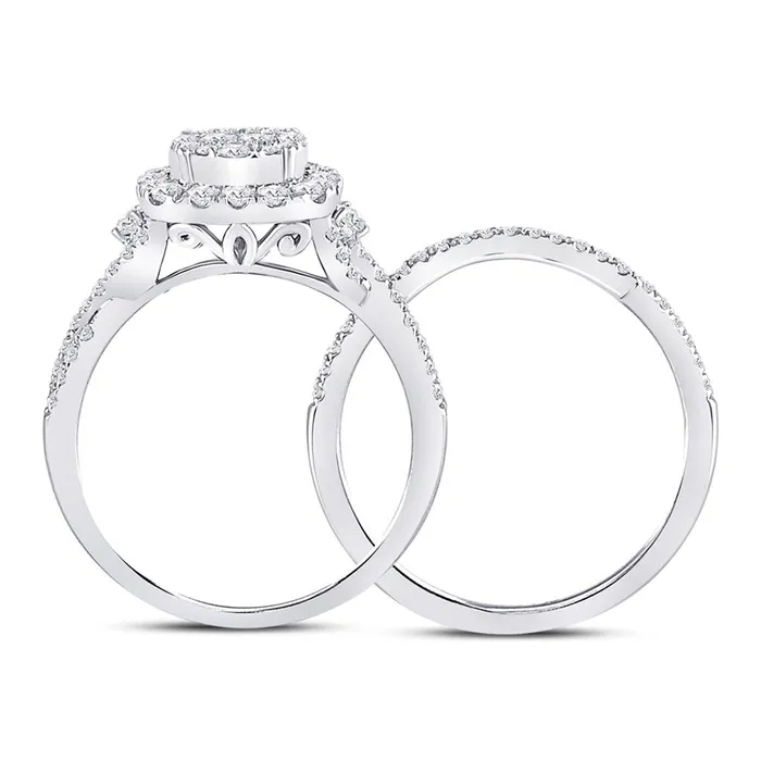 Rings 14k White Gold Princess Diamond Bridal Wedding Ring Set 34 Cttw gndatlanta
