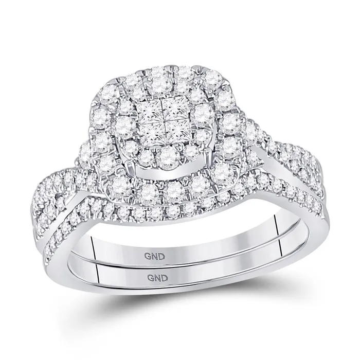 Rings 14k White Gold Princess Diamond Bridal Wedding Ring Set 34 Cttw gndatlanta