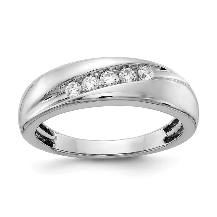 Rings 14k White Gold Real Diamond Mens Ring Goldia