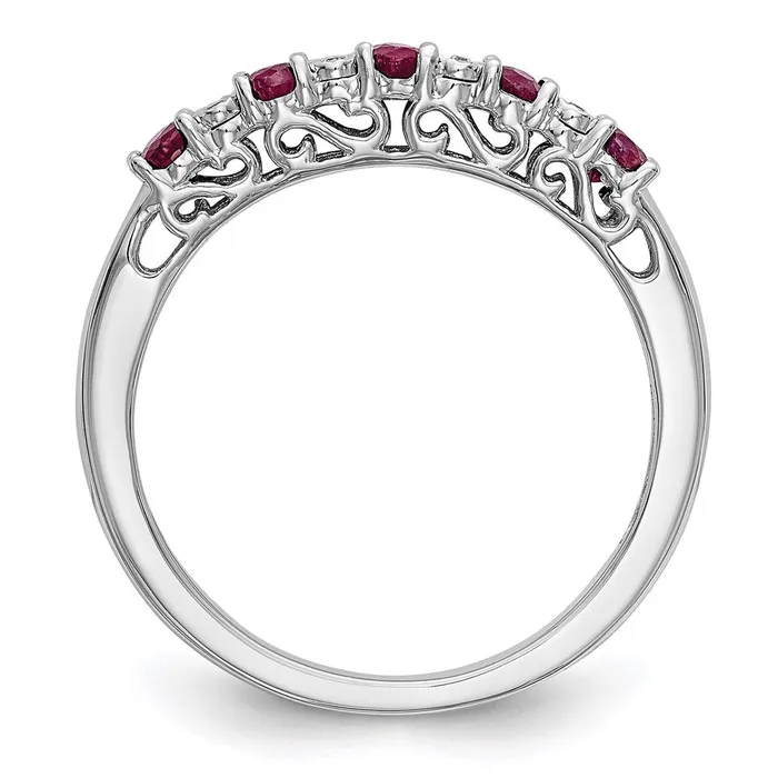 Rings 14k White Gold Real Diamond wRuby Band Goldia