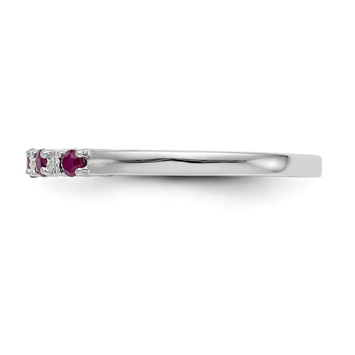Rings 14k White Gold Real Diamond wRuby Band Goldia