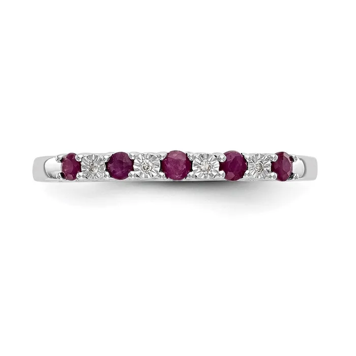 Rings 14k White Gold Real Diamond wRuby Band Goldia