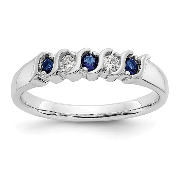 Rings 14k White Gold Real Diamond wSapphire Band Goldiacom