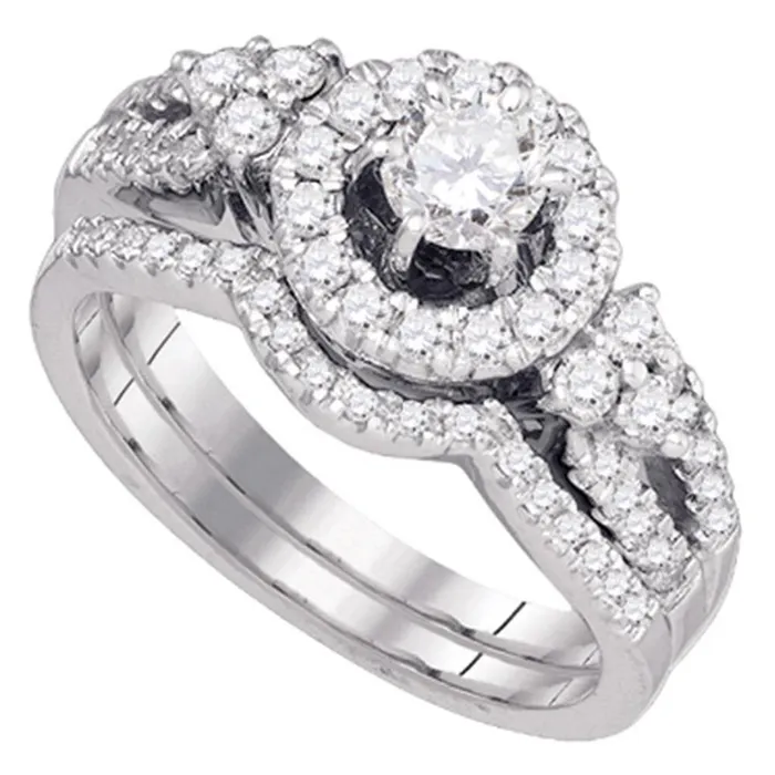 Rings 14k White Gold Round Diamond Bridal Wedding Ring Set 1 Cttw gndatlanta Rings 14k White Gold Round Diamond Bridal Wedding Ring Set 1 Cttw gndatlanta