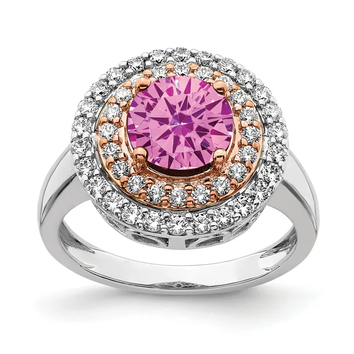 Rings 14K WhiteRose Gold TwoTone Rose and White 58 Ct Lab Grown Diamond VSSI G and Lab Created Pink Sapphire Fashion Ring Goldia Rings 14K WhiteRose Gold TwoTone Rose and White 58 Ct Lab Grown Diamond VSSI G and Lab Created Pink Sapphire Fashion Ring Goldia