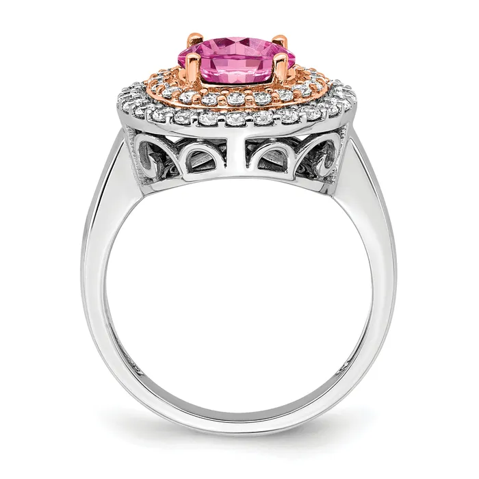 Rings 14K WhiteRose Gold TwoTone Rose and White 58 Ct Lab Grown Diamond VSSI G and Lab Created Pink Sapphire Fashion Ring Goldia