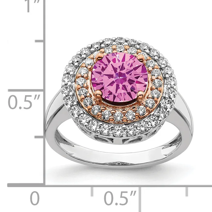 Rings 14K WhiteRose Gold TwoTone Rose and White 58 Ct Lab Grown Diamond VSSI G and Lab Created Pink Sapphire Fashion Ring Goldia