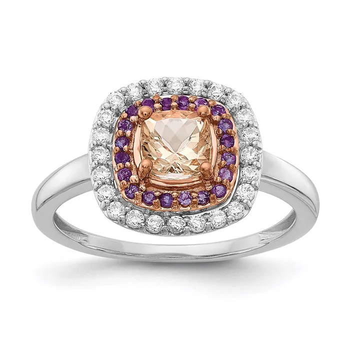 Rings 14k White u0026 Rose Gold MorganiteAmethystDiamond Cushion Shape Ring Goldia Rings 14k White u0026 Rose Gold MorganiteAmethystDiamond Cushion Shape Ring Goldia
