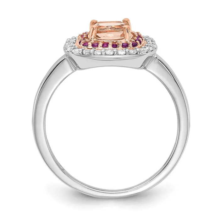Rings 14k White u0026 Rose Gold MorganiteAmethystDiamond Cushion Shape Ring Goldia