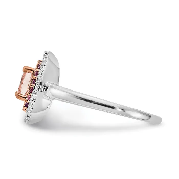 Rings 14k White u0026 Rose Gold MorganiteAmethystDiamond Cushion Shape Ring Goldia