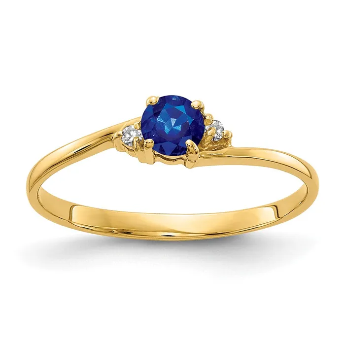 Rings 14k Yellow Gold 4mm Sapphire AA Diamond ring Goldia