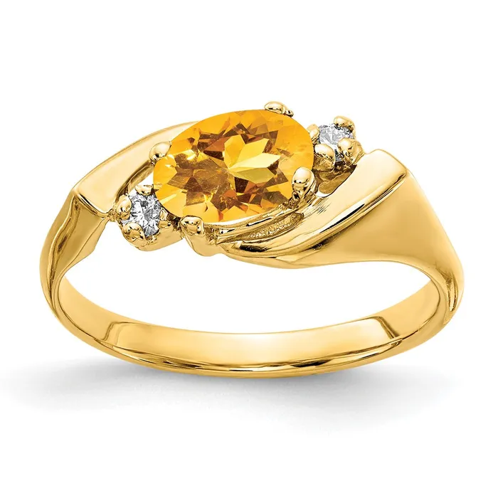 Rings 14K Yellow Gold 7x5mm Oval Citrine Checker VS Real Diamond ring goldiaca Rings 14K Yellow Gold 7x5mm Oval Citrine Checker VS Real Diamond ring goldiaca