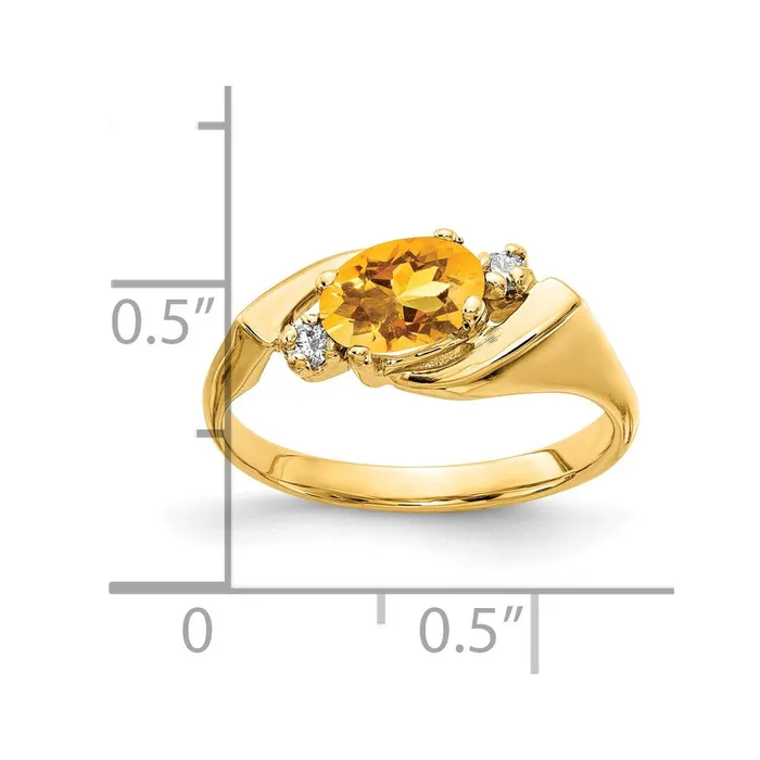 Rings 14K Yellow Gold 7x5mm Oval Citrine Checker VS Real Diamond ring goldiaca Rings 14K Yellow Gold 7x5mm Oval Citrine Checker VS Real Diamond ring goldiaca