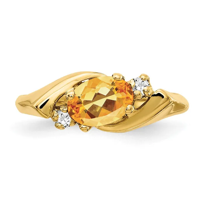 Rings 14K Yellow Gold 7x5mm Oval Citrine Checker VS Real Diamond ring goldiaca Rings 14K Yellow Gold 7x5mm Oval Citrine Checker VS Real Diamond ring goldiaca
