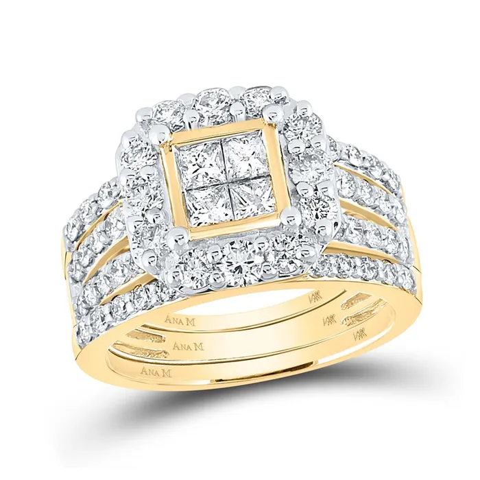 Rings 14k Yellow Gold Princess Diamond Bridal Wedding Ring Set 2 Cttw gndatlanta Rings 14k Yellow Gold Princess Diamond Bridal Wedding Ring Set 2 Cttw gndatlanta