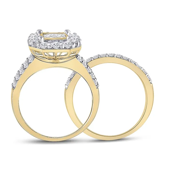 Rings 14k Yellow Gold Princess Diamond Bridal Wedding Ring Set 2 Cttw gndatlanta