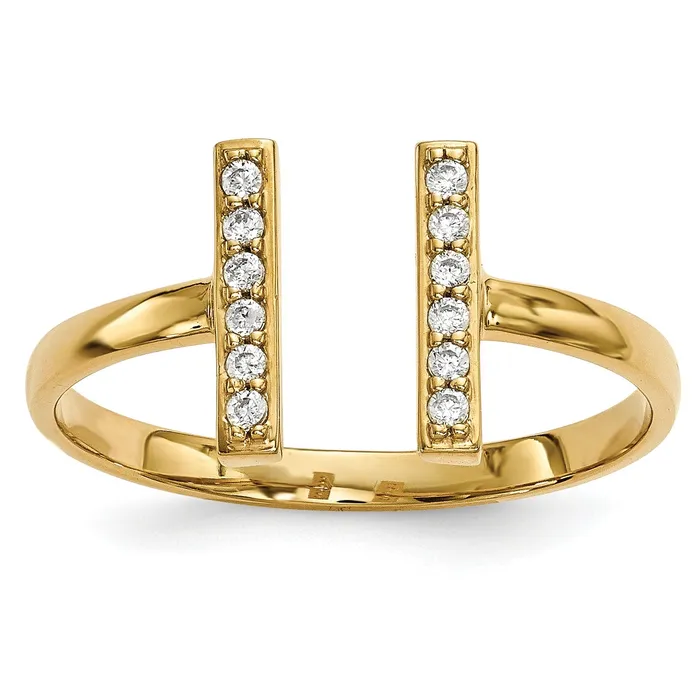 Rings 14ky Diamond Double Bar Ring Goldiacom
