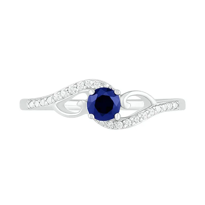 Rings 40mm LabCreated Blue Sapphire and 005 CT TW Diamond Bypass Split Shank Rolling Wave Ring in Sterling Silver Goldia Rings 40mm LabCreated Blue Sapphire and 005 CT TW Diamond Bypass Split Shank Rolling Wave Ring in Sterling Silver Goldia