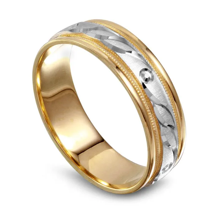 Rings 60mm Solid 10K TwoTone Gold Loop Wedding Band Goldia