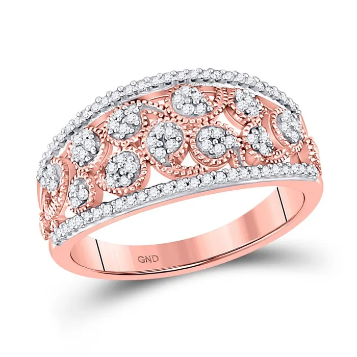 Rings gndatlanta 10k Rose Gold Round Diamond Band Ring 14 Cttw