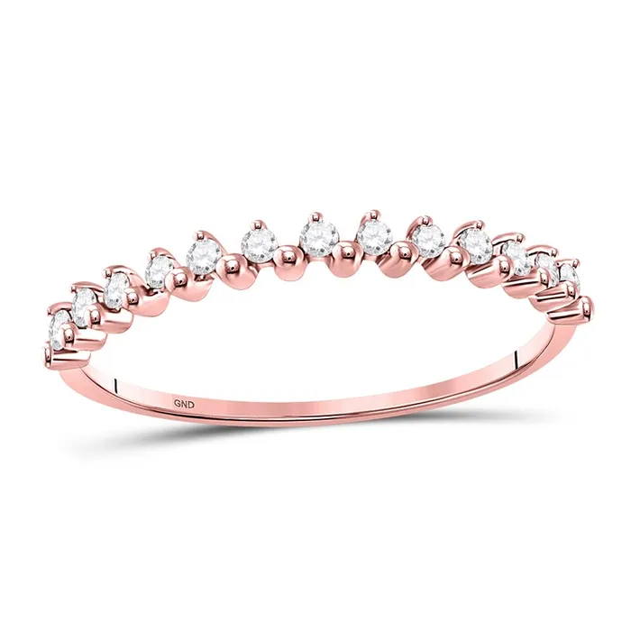 Rings gndatlanta 10k Rose Gold Round Diamond Stackable Band Ring 18 Cttw Rings gndatlanta 10k Rose Gold Round Diamond Stackable Band Ring 18 Cttw