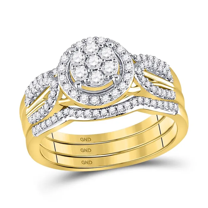 Rings gndatlanta 10k Yellow Gold Round Diamond Bridal Wedding Ring Set 12 Cttw Rings gndatlanta 10k Yellow Gold Round Diamond Bridal Wedding Ring Set 12 Cttw
