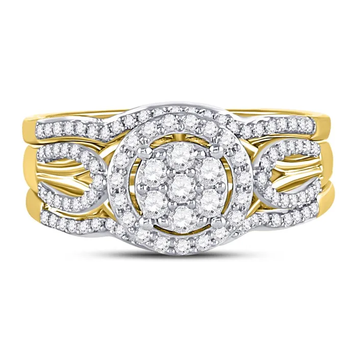 Rings gndatlanta 10k Yellow Gold Round Diamond Bridal Wedding Ring Set 12 Cttw
