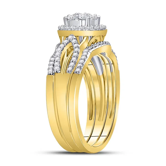 Rings gndatlanta 10k Yellow Gold Round Diamond Bridal Wedding Ring Set 12 Cttw