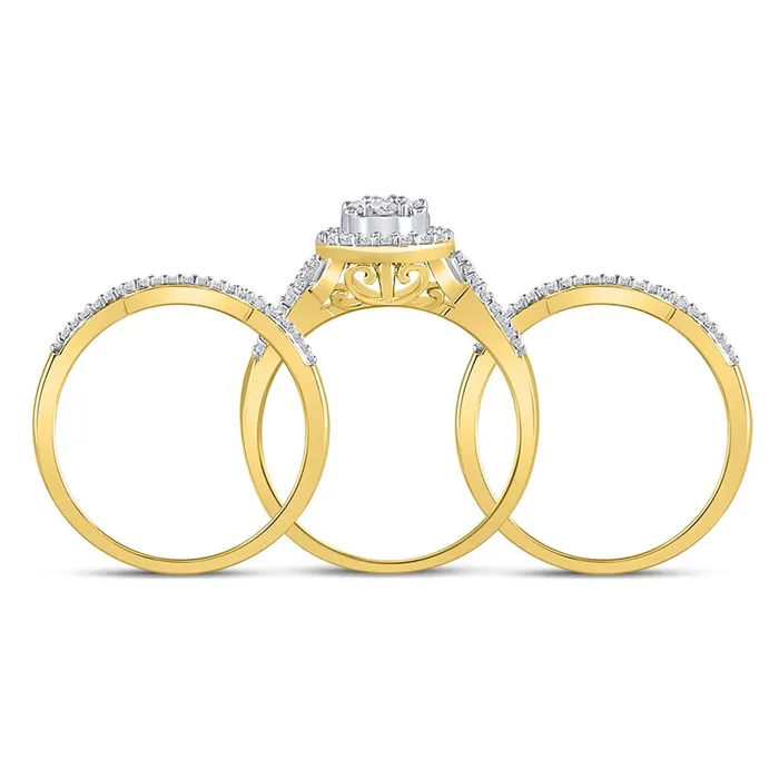 Rings gndatlanta 10k Yellow Gold Round Diamond Bridal Wedding Ring Set 12 Cttw
