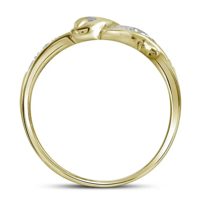 Rings gndatlanta 10k Yellow Gold Round Diamond Twotone Dolphin Fish Animal Ring 120 Cttw
