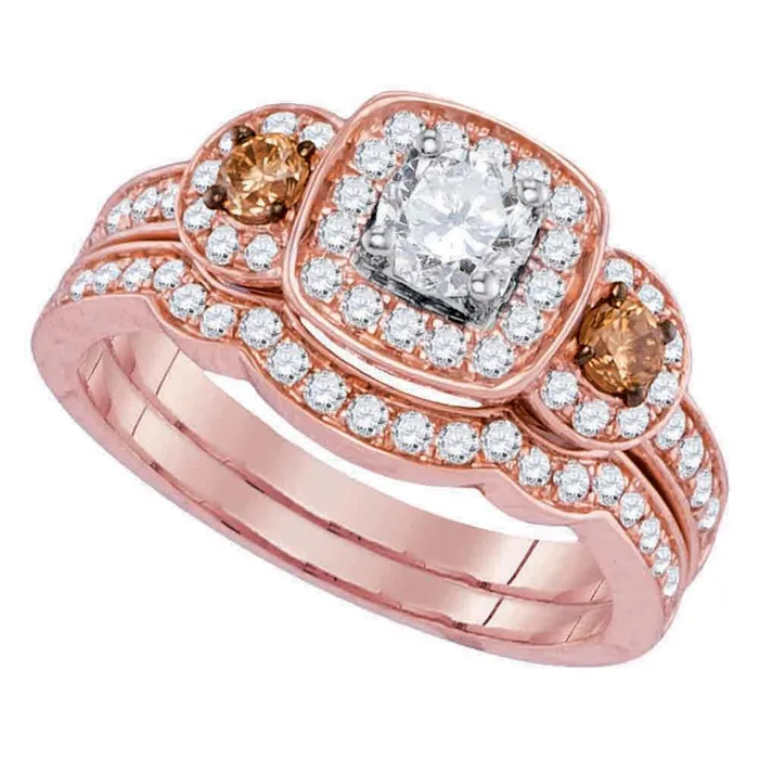 Rings gndatlanta 14k Rose Gold Round Diamond Bridal Wedding Ring Set 1 Cttw Certified Rings gndatlanta 14k Rose Gold Round Diamond Bridal Wedding Ring Set 1 Cttw Certified