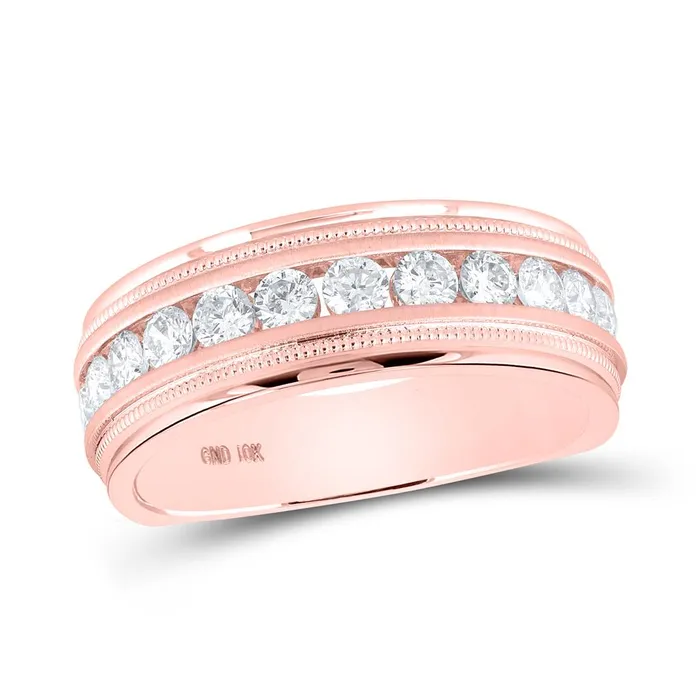 Rings gndatlanta 14k Rose Gold Round Diamond Wedding Single Row Band Ring 1 Cttw Rings gndatlanta 14k Rose Gold Round Diamond Wedding Single Row Band Ring 1 Cttw