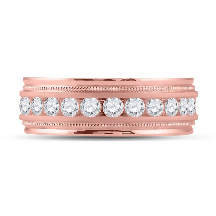 Rings gndatlanta 14k Rose Gold Round Diamond Wedding Single Row Band Ring 1 Cttw