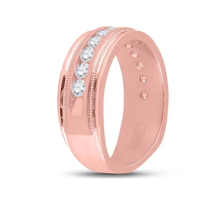 Rings gndatlanta 14k Rose Gold Round Diamond Wedding Single Row Band Ring 1 Cttw