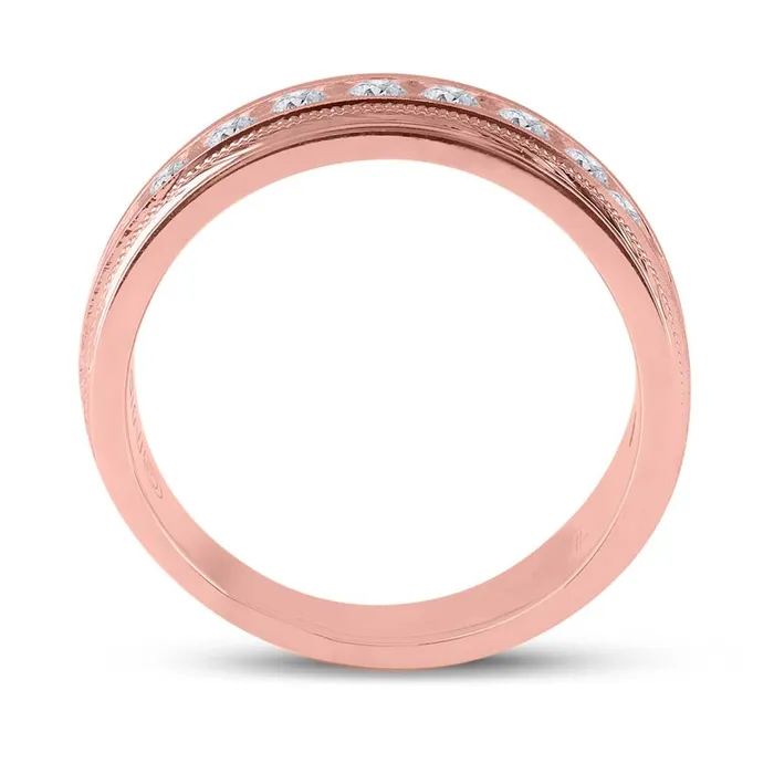 Rings gndatlanta 14k Rose Gold Round Diamond Wedding Single Row Band Ring 1 Cttw
