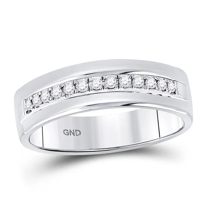 Rings gndatlanta 14k White Gold Machine Set Round Diamond Wedding Band Ring 15 Cttw Rings gndatlanta 14k White Gold Machine Set Round Diamond Wedding Band Ring 15 Cttw