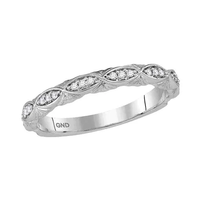 Rings gndatlanta 14k White Gold Round Diamond Stackable Band Ring 110 Cttw Rings gndatlanta 14k White Gold Round Diamond Stackable Band Ring 110 Cttw