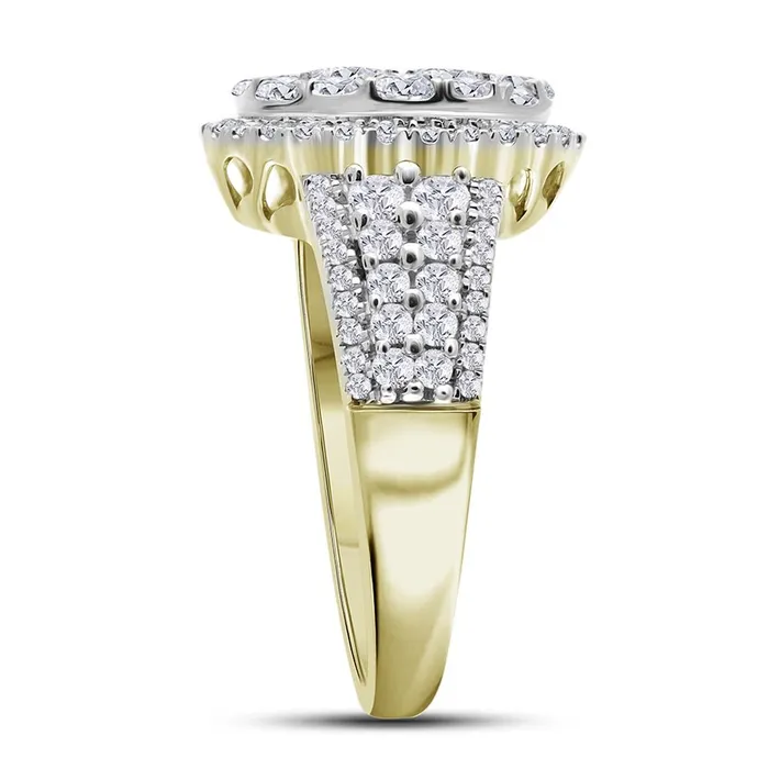 Rings gndatlanta 14k Yellow Gold Round Diamond Oval Cluster Ring 134 Cttw